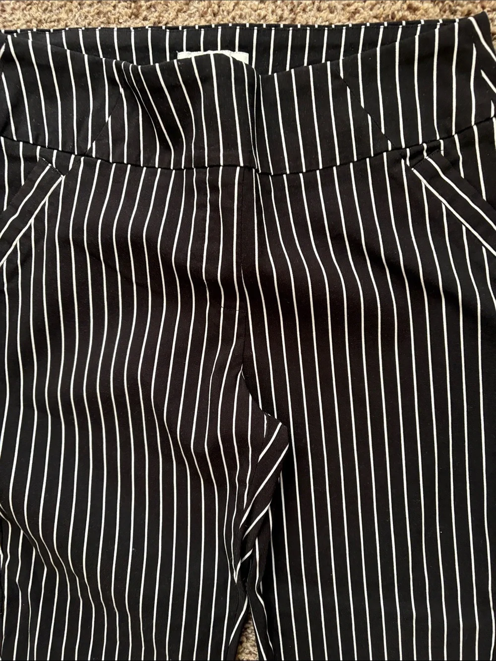 Cato Black Pinstripe Tapered Chinos